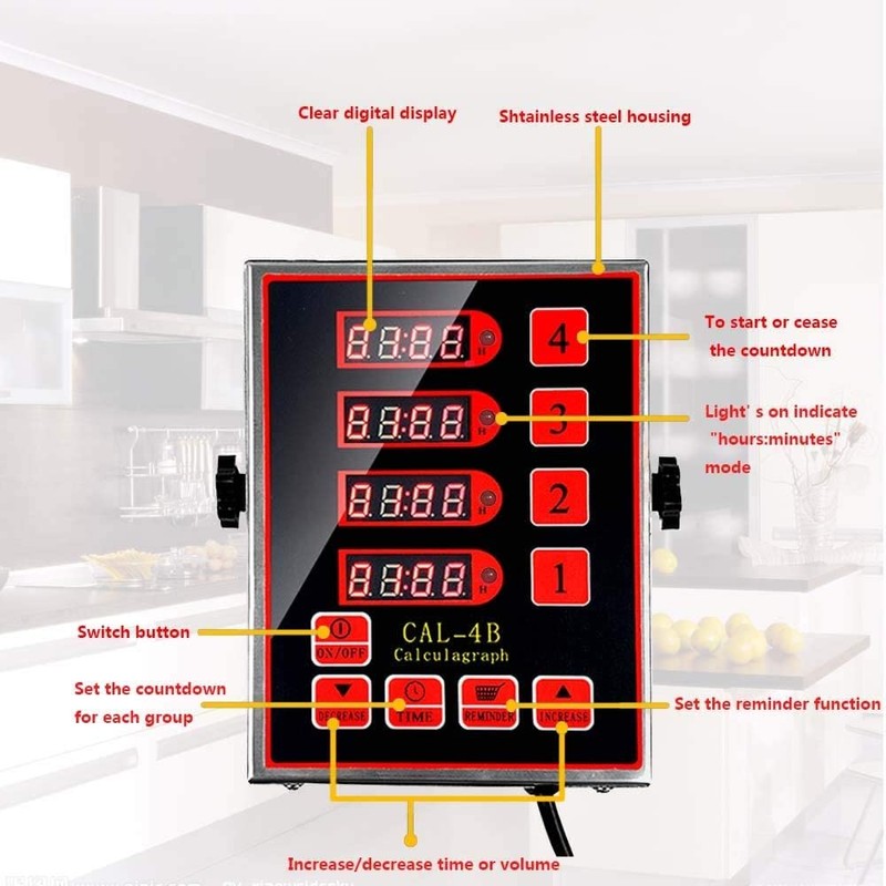 Li Zhen Commercial 4 Channel Kitchen Timer Digital Restaurant Timers