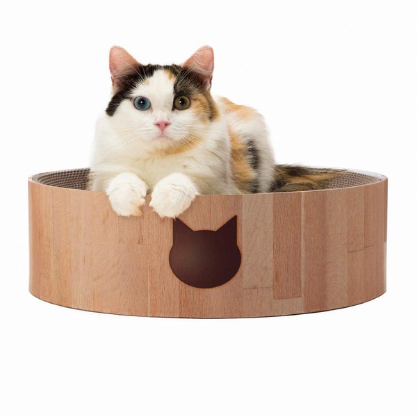 Cozy Cat Scratcher Bowl Replacement Pad (2 Pack), 100% Recycled Paper, Chemical-Free Materials (Regular, Oak)