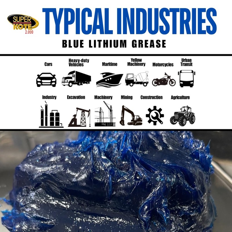 Lithium Grease Superkote 2000 / Cartridge/NLGI 2 / Multipurpose/Lubricant/EP/High Temp/Industry/Construction/Automotive/Blue