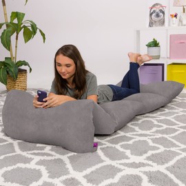 Kids Floor Pillow Cover - Premium Cushion and Lounger Covers for Pillows (King Pillows NOT Included) - Gifts for Teenage Girls, King Pillow Size, Faux Rabbit Fur - Gray