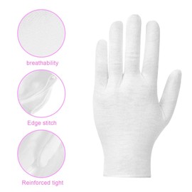 60 Pairs of Pure Cotton White Gloves: for Eczema, Hand Moisturizing, Jewelry Appraisal - Washable Unisex Cotton Gloves