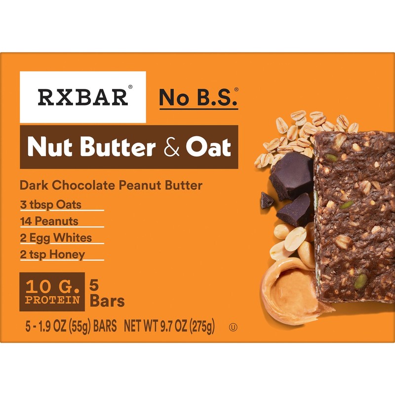 RXBAR Nut Butter and Oat Protein Bars, Protein Snacks, Dark