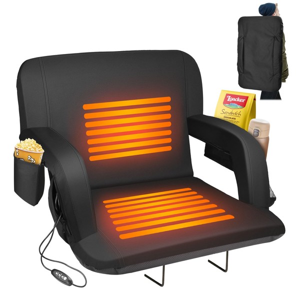 Suteck 1pcs 23" Heated Stadium Seats for Bleachers with Back