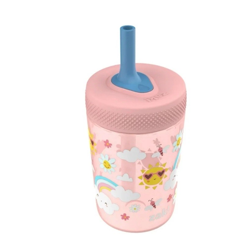 Zak! Everyday Smiles Sunshine Antimicrobial Leak-Proof Kids Straw Cup -