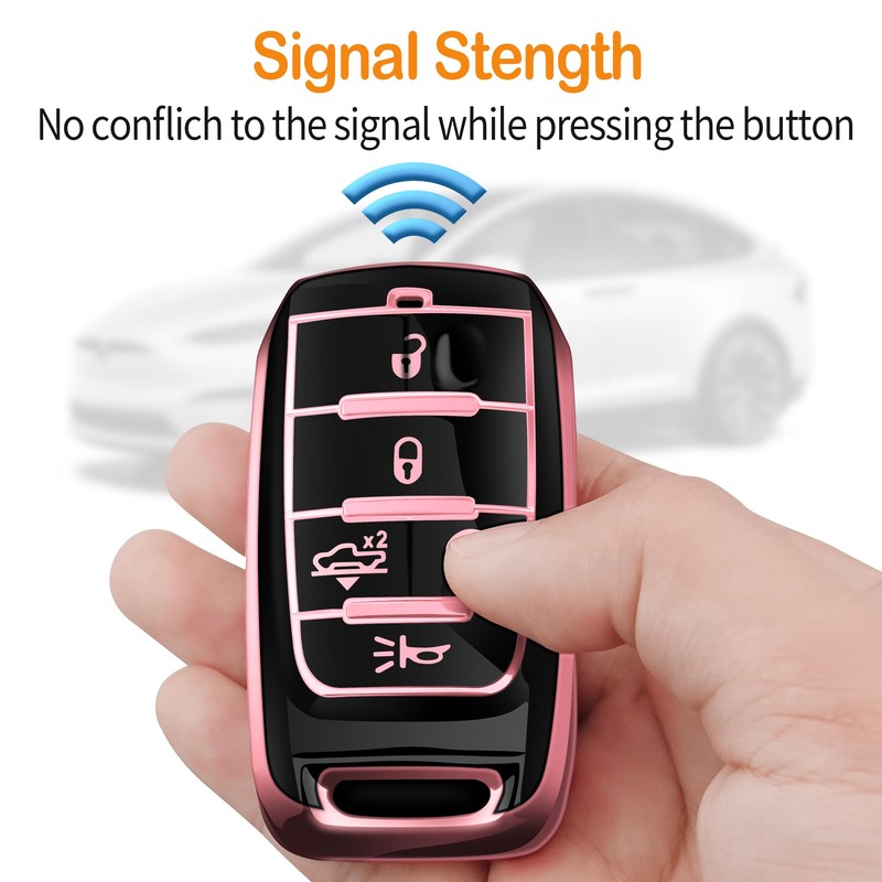 Sindeda for Dodge Key Fob Cover with Keychain Soft Full