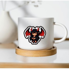 Set of 2 - Cute Anime Demon Girl Vinyl Die-Cut Sticker Decal, Red Wings and Horns Design, Auto, Wall, Laptop, Cell, Truck Sticker for Windows, Cars, Trucks,Or Any Smooth Surface