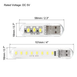 PATIKIL USB Night Light, 1 Set Portable Plug-in Mini LED Lamp Stick for Home Decor Reading Sleeping Camping, White