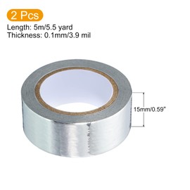 PATIKIL 15mm x 5m Metallic Washi Tape, 2 Roll Mirror Masking Foil Sticker Self Adhesive for DIY Art Craft Wrapping Decoration, Silver