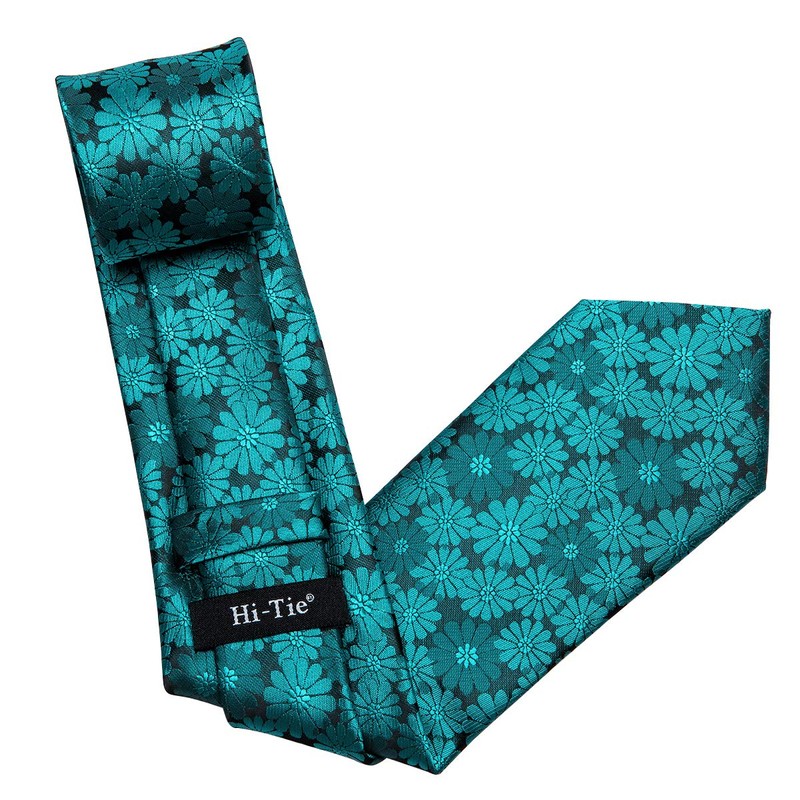 Hi-Tie Men Tie Set Silk Necktie with Pocket Square Cufflinks