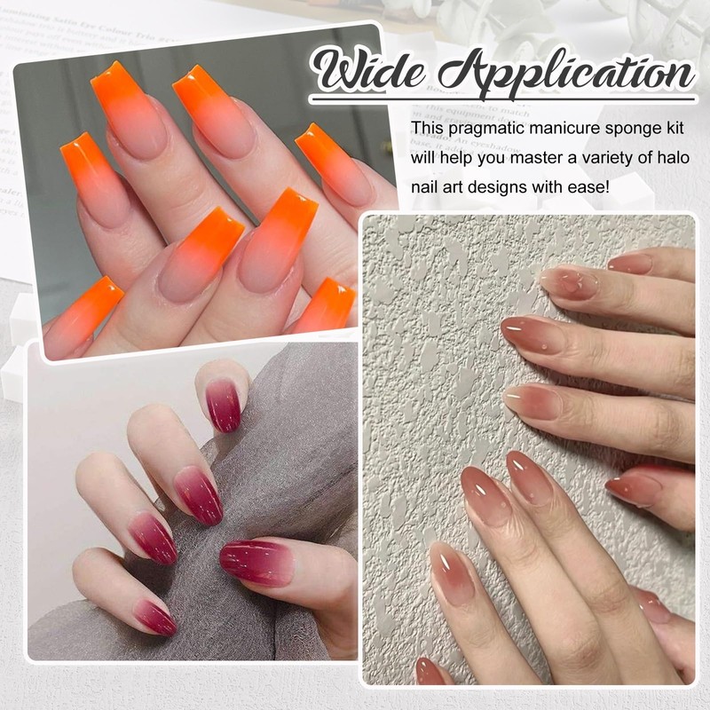 SUTOKAKA 150Pcs Soft Nail Sponges for Ombre Aura Nails Tiny