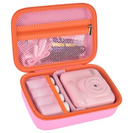Comecase Kids Instant Camera Case Compatible with Esoxoffore/for Dylanto/for Aasonida/for Dududragon Digital Print Video Camera, Travel Carrying Bag with Mesh Pocket for Prints Paper - Pink