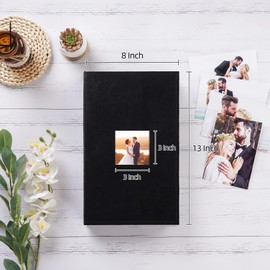 potricher Small Photo Album 4x6 300 Photos Leather Cover Picture Book with 300 Horizontal Pockets for Family Wedding Anniversary and Baby (Black)