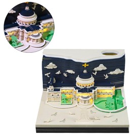 3D Calendar 2025, 3D Calendar, Time Piece Calendar 2025, Tear Away Calendar 2025, 3D Desk Calendar 2025, Architectural Theme 3D Paper Carving Calendar, With Lamp Design, Creative Desktop Pen Holder