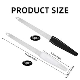 Pack of 6 Nail Files, Nail Files, Natural Nails, Professional Metal Nail File, Manicure Nail Files, Nail Files, Nail Arts, for Manicure and Pedicure (Black + White)