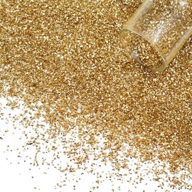LYFJXX 1 lb Crushed Glass Glitter for Crafts, DIY Nail Art, Vase fillers for Centerpieces Table Scatter, Irregular Chips, Wedding Decoration, Home Decor (Gold)
