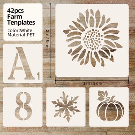 Prasacco 42 Pieces Alphabet and Numbers Stencils, 2 INCH Reusable Plastic Letter Numbers Templates Drawing Art Craft Stencil for Painting on Wood Wall Fabric Rock Chalkboard Signage DIY