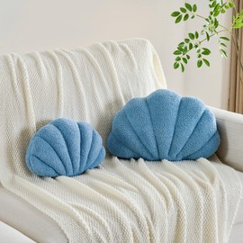 CANGHI Shell Pillow Seashell Decorative Pillow Light Pink Beachy Coastal Shell Shaped Throw Pillows 13x10 Inch Soft Ocean Beach Sea Shell Plush Pillows Cushion for Bed Couch Living Sofa Room Decor