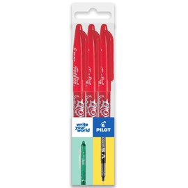 Pilot Frixion Heat/Friction Erasable Rollerball Pen FR7 Medium Line 0.7mm Tip Wallet Pack of 3 Red