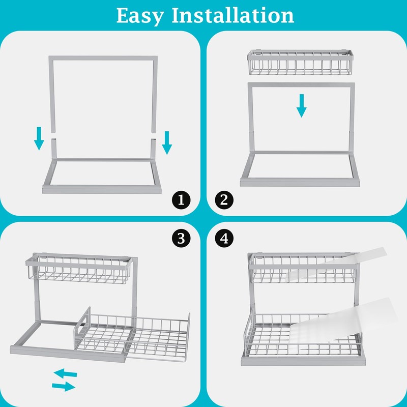 REALINN Under Sink Organizer, Pull Out Cabinet Organizer 2 Tier
