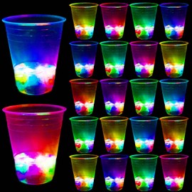 40 Pcs Glowing Party Cups for Indoor Outdoor Party Event Fun, Pack with Flashing color Bright Glow-In-The-Dark Colors for House Parties Birthdays Concerts Weddings BBQ Beach DJ Holidays(16oz)