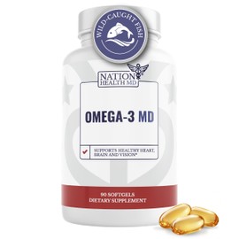 Aceite de pescado Omega-3 MD - Suplemento de Omega 3 para mujeres y hombres - Aceite de pescado silvestre sin eructos 3600 mg - con ácidos grasos...  