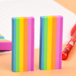 MFUOE 24 Pieces Rainbow Plastic Rubber Eraser Pencil Eraser for Office Artists School Bag Filler (24)