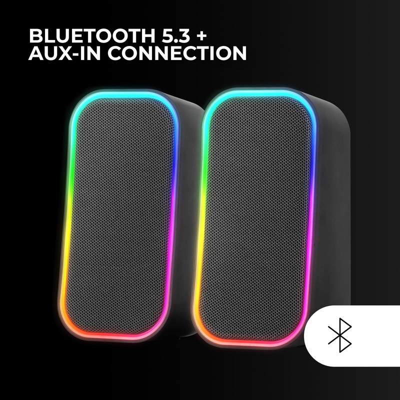 Mars Gaming MS-OM, 20W Gaming Speaker, Dynamic RGB Lighting, Bluetooth