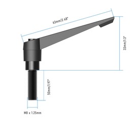 Skweawert Clamping Lever Handles, M8 x 50mm Male Thread, Adjustable Quick Release Locking Rotating Screw Bolt Stud Knobs Apply for Lathe Machinery, Black