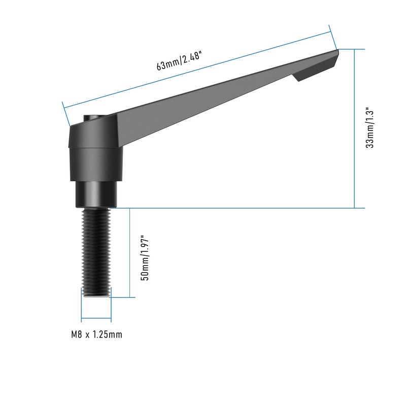 Skweawert Clamping Lever Handles, M8 x 50mm Male Thread, Adjustable
