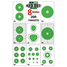 Red Dot Rifle and Pistol Shooting Pack by EZ2C | High Visibility Paper Targets for Shooting Range | Target Shooting Paper | Long Range | 200 Pack (8 Styles) | 11" x 17"