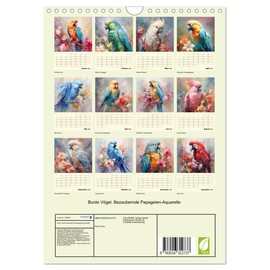 Bunte Vögel. Bezaubernde Papageien-Aquarelle (Wandkalender 2026 DIN A4 hoch), CALVENDO Monatskalender