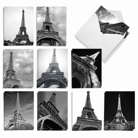 The Best Card Company - 20 All Occasion Blank Greeting Cards (4 x 5.12 Inch) - Monocolor Photos (10 Designs, 2 Each) - Towering Paris AM7028OCB-B2x10