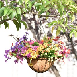 Qusuxi 4 Pack 16 Inch Hanging Baskets for Plants Outdoor Metal Hanging Planter Hanging Flower Baskets with Coco Fiber Liners Chain Round Wire Plant Holder Hanging Flower Pots(Watermelon)