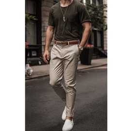 Founders & C - Vestido de piel con carraca cómodo para hombre con hebilla deslizante, ribete ajustable para adaptarse, Umbe quemado/Coñac, 50-60W