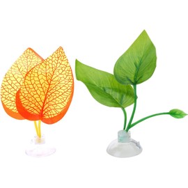 Jowxsx 2Pcs Fishtank Decorations for Betta Resting Bed Leaf Hammock Spawning Pad, Botanical Green Plastic & Resin Modern Ornaments for Betta Fish Aquarium Decor