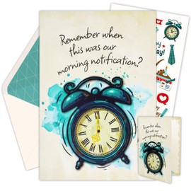 Decorably 5x7in Individual Humorous Birthday Card for Grandfather with Gold Foiled Clock Cutout, Birthday Cards for Men Funny Set with Envelope and Stickers, with Printed Message Inside