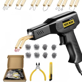 Soldador de Plástico Kit 800pzs, Máquina De Soldadura De Plástico 80W, Kit de Reparación de Parachoques de Coche, con Alicate y Grapas de 6 Tipos, para Reparar Plástico Roto/Guardabarros, Negro
