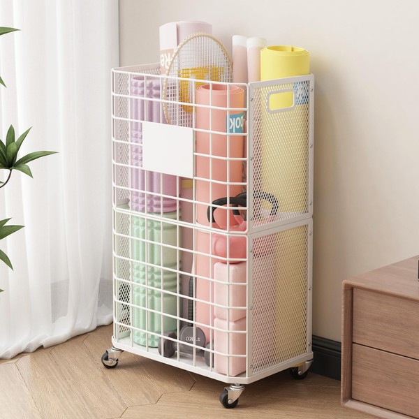 UMDONX Yoga Mat Storage Rack with Wheels – Metal Rolling