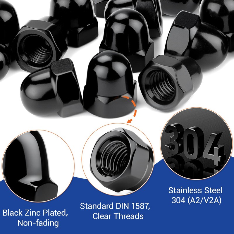 SWTYExt Acorn Nuts M4 Stainless Steel Pack of 30 Acorn