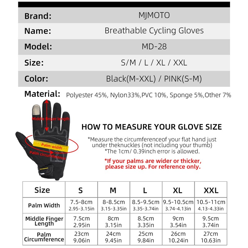 mjmoto Motorcycle Gloves Men Touch Screen Motocross BMX ATV MTB
