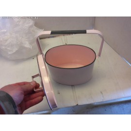 China Decorative enamelware pail with lid and handle (Pink)