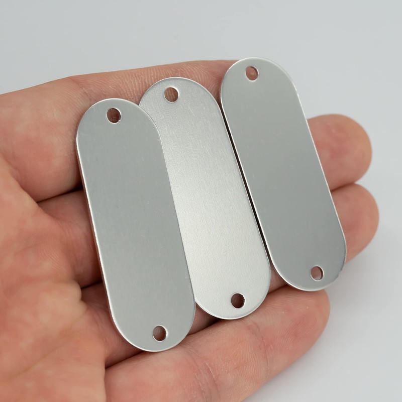 25 x Anodised Aluminium Engraving Blanks with 2 Holes (Silver)