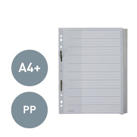 Leitz 12700000 Plastic Index Blank A4 Slanting Polypropylene 10 Sheets Grey