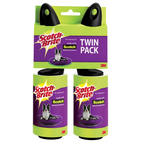 Scotch-Brite Pet Hair Roller, Twin Pack, 70-Sheets/Roller, 2 Rollers/Pack (140 Sheets Total)
