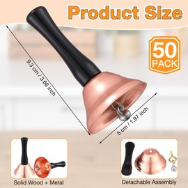 50 Pcs Loud Hand Bell Bulk Call Bell Dinner Bell Service Bell Small Bell for Food Line Care for The Sick and Elderly Alarm Ringing Call for Pets Jingles Weddings Christmas Decoration(Rose Gold)