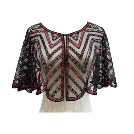 Black Fancy Shawl, Flapper Dresses 1920s Gatsby, Beaded Shrug, Evening Dress, Wedding Bride, Wrap, Bridal Sequin Beaded Shawls and Wraps