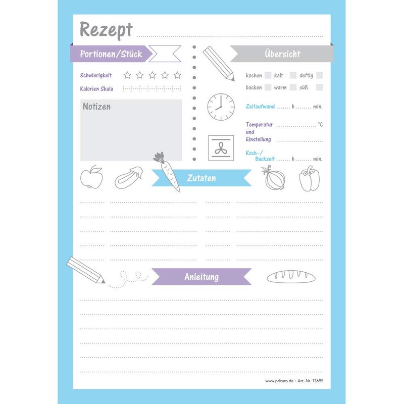 PRICARO Rezeptblock Allerlei, A5, 3 Stück