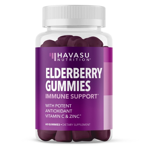 Sambucus Black Elderberry Gummies for Adults | Powerful Antioxidants Packed in Elderberry with Zinc and Vitamin C | Elderberry Vitamins with Elderberry Extract to Help Boost Immune Support | 60 Count