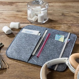 luxdag Felt Passport Holder with Elastic Band (Choice of Colours) – Travel Organiser for Passport, ID Card, Tickets & Credit Card – ID Pocket for on the Go – Passport Holder – Travel Wallet, Grey /