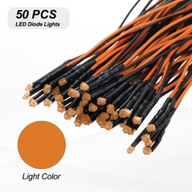 uxcell 50pcs 1.8mm LED Diode Lights, Orange Light DC 12V Pre-Wired Small Emitting LED Light High Brightness